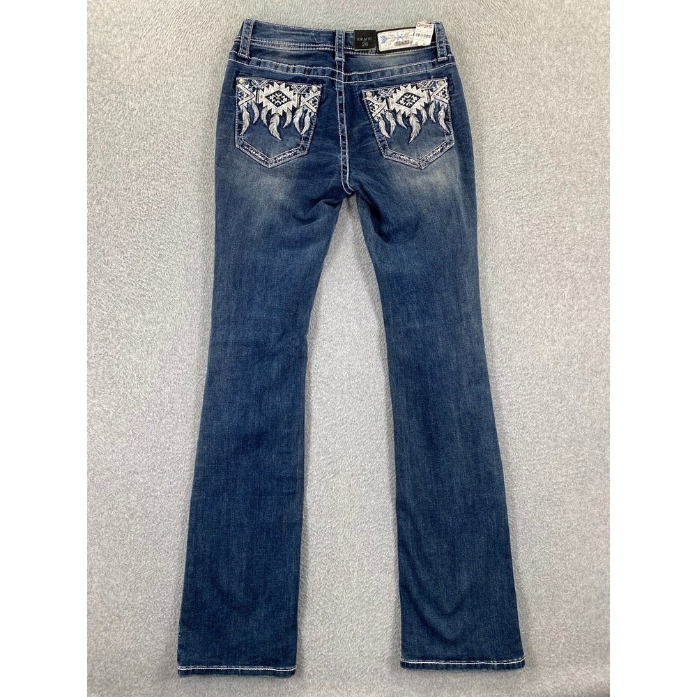 Grace in LA Women Bootcut Jeans Size 26 Low Rise Easy Fit Aztec Embroidery NWT - Picture 9 of 11